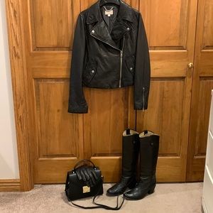J. Crew Collection black leather motorcycle jacket, M, in fantastic condition!